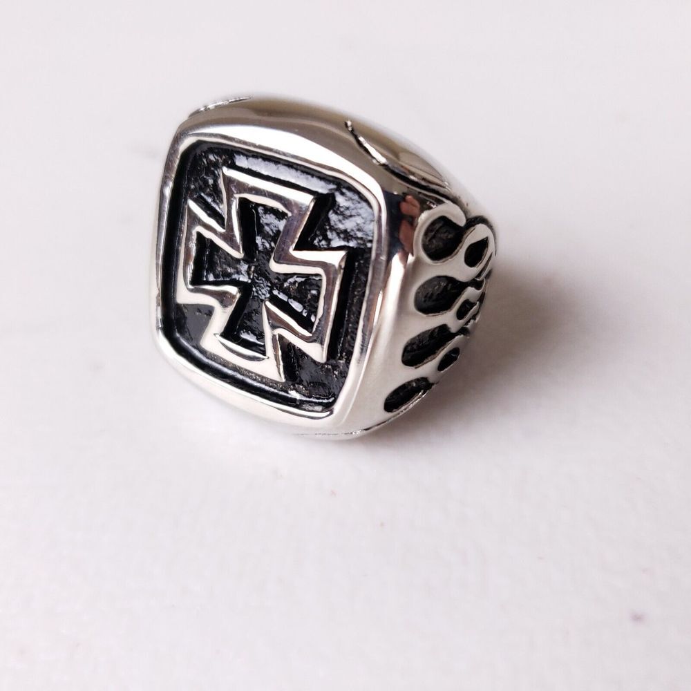 Mens Biker Ring Iron Cross 316 Stainless Steel Heavyweight Sz‎ 10 Jewelry Rock